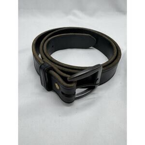 3D Belt Co Leather Belt Mens 1140 Black Sz 40 Silver Buckle USA 48” Long